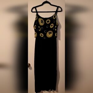 Joseph Ribkoff Black and Gold Midi Dress